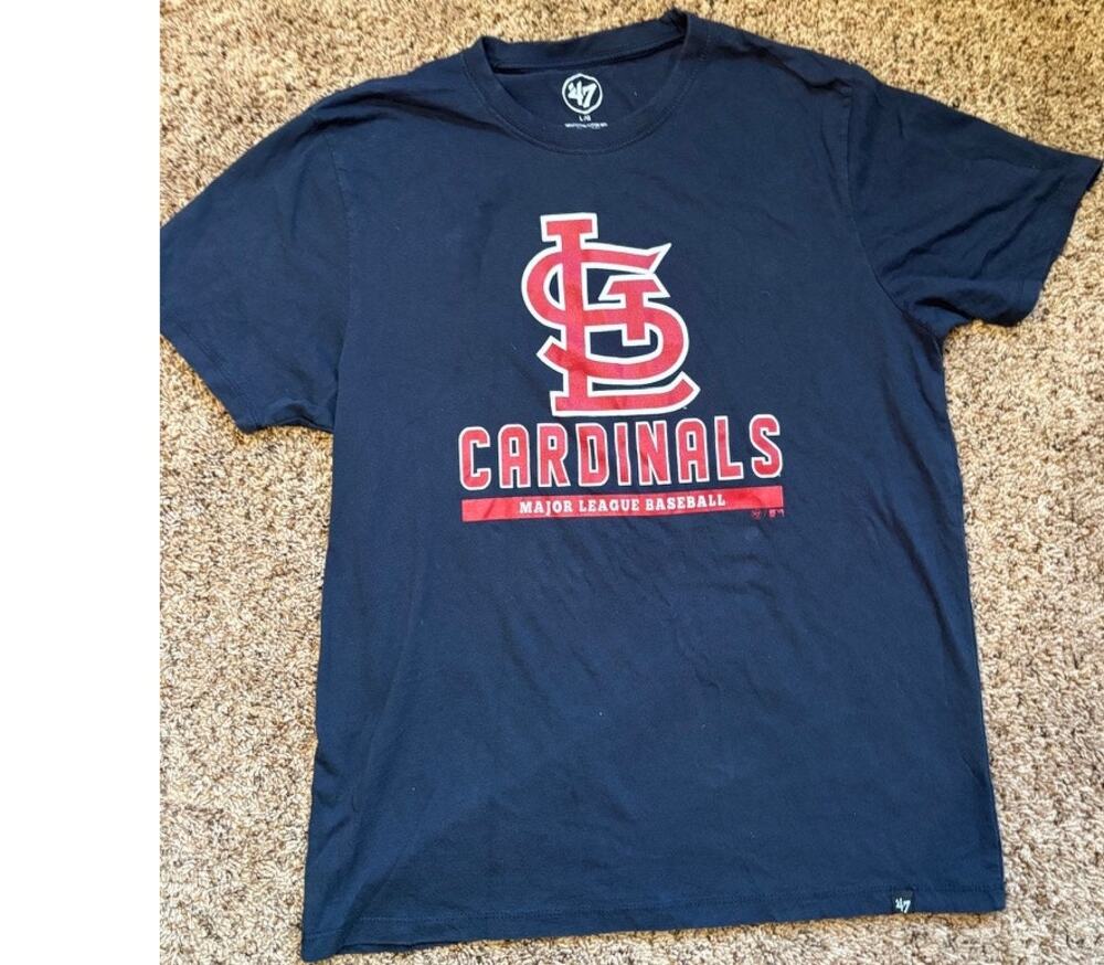 Men's '47 St. Louis Cardinals Navy Blue 100% Cotton Graphic T-Shirt Large